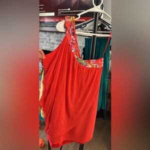 Trina Turk Coral Sequin One Shoulder Dress